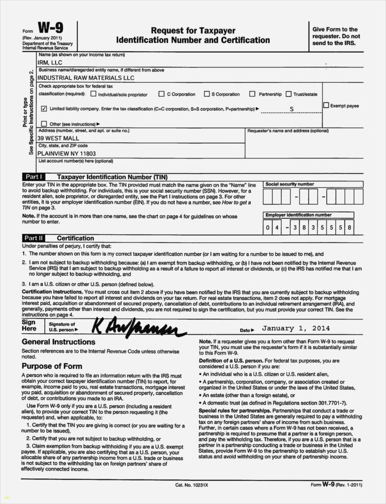 W 9 Fillable Form Irs Printable Forms Free Online