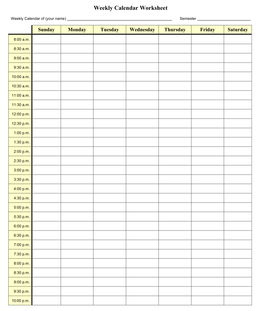 Weekly Calendar With Time Slots 13 Free PDF Printables Printablee