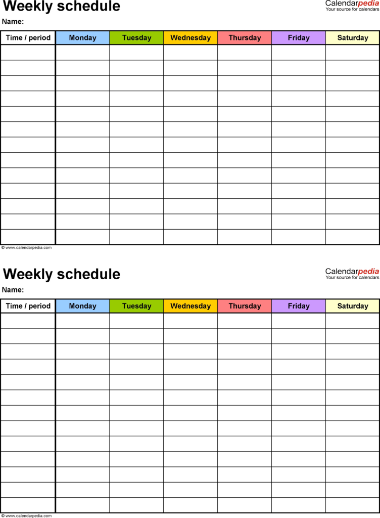 Weekly Schedule Free Printable