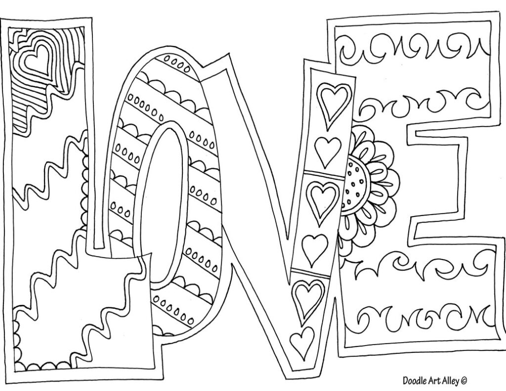 Word Coloring Pages DOODLE ART ALLEY