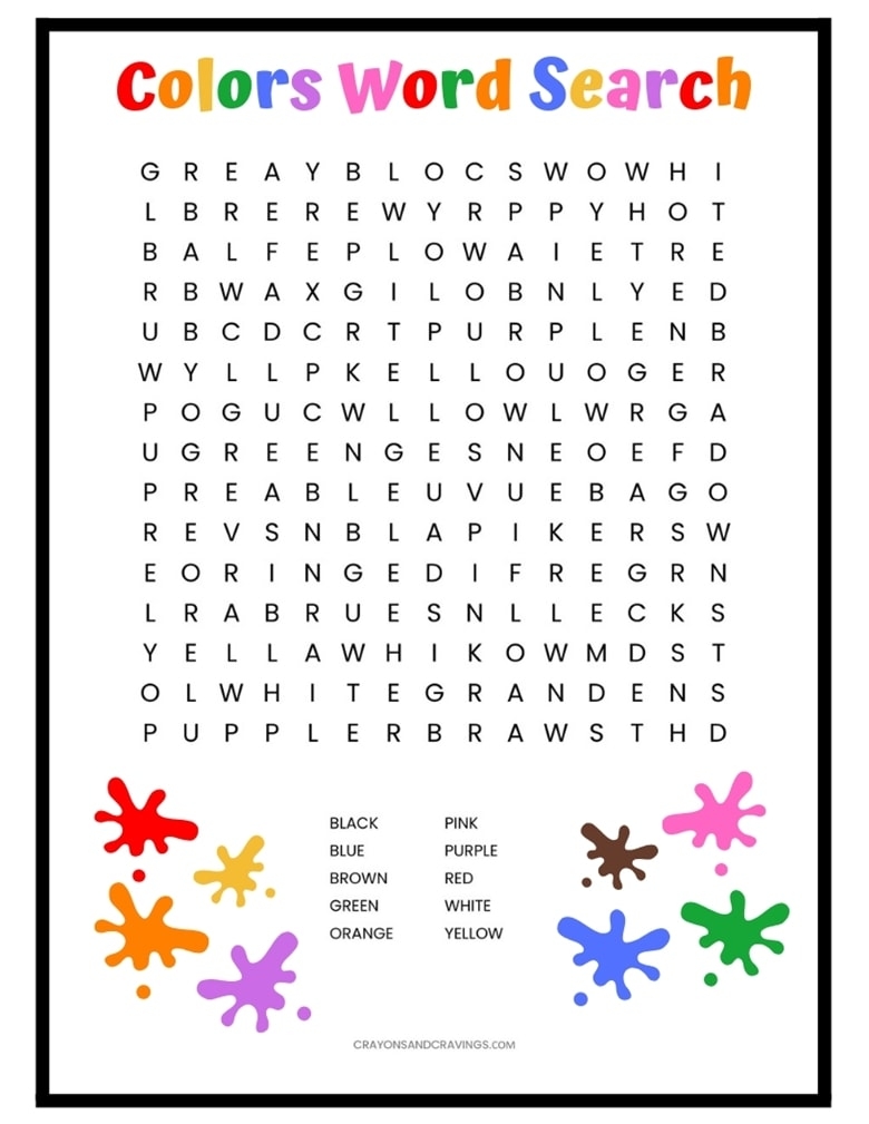 Word Search Printable For Kids