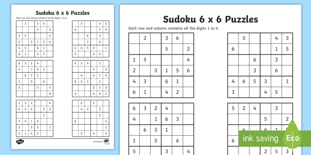 Year 6 Sudoku 6 X 6 Worksheet teacher Made 