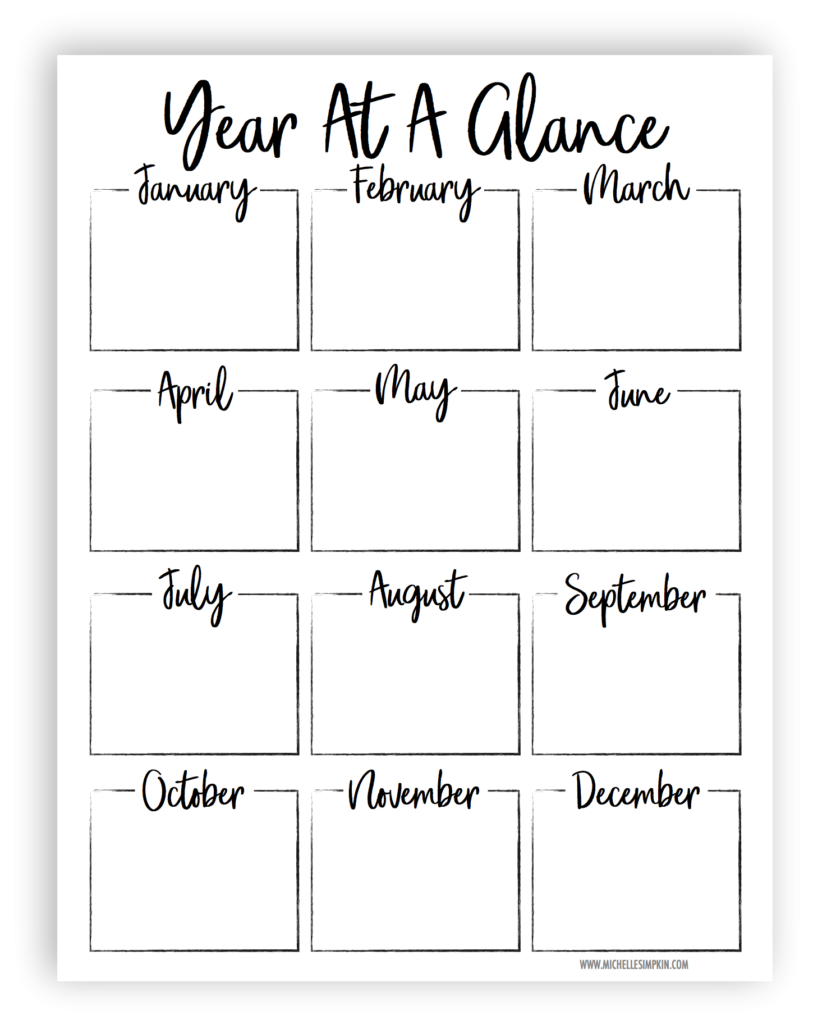 Year At A Glance Printable It Includes 3 Different Designs 