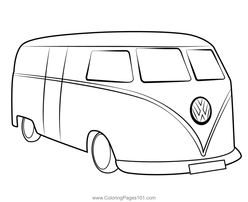 Yellow Volkswagen Van Coloring Page For Kids Free Vans Printable