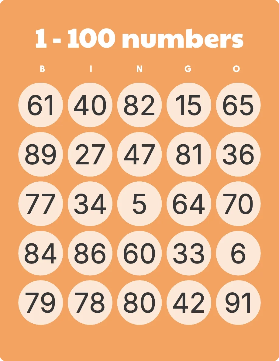 1 100 Numbers Bingo Printable Customizable Bingo Card Creator