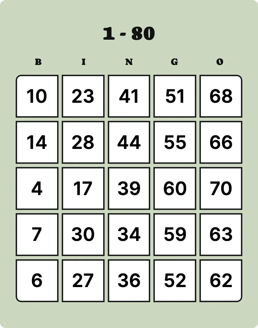 1 80 Bingo Printable Customizable Bingo Card Creator