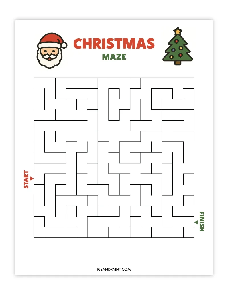 10 Free Printable Christmas Mazes Pjs And Paint