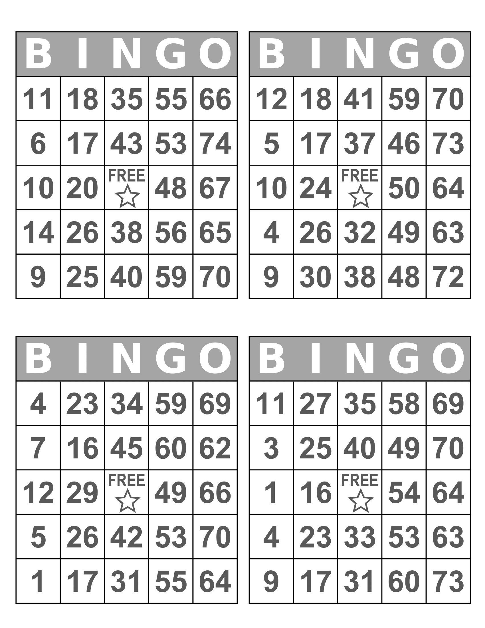 1000 Bingo Cards Pdf Download 1 2 And 4 Per Page Large Print Worksheets Library