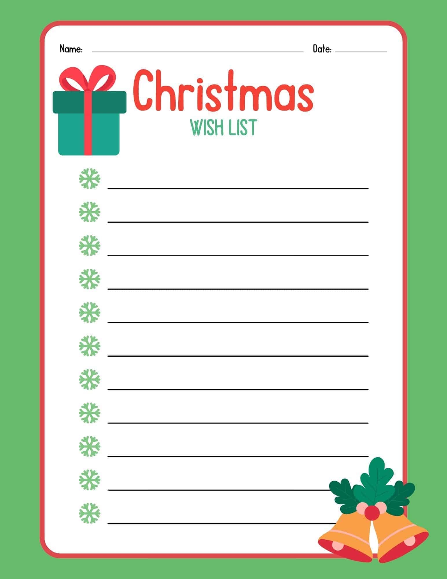12 Free Christmas Wish List Printable Templates