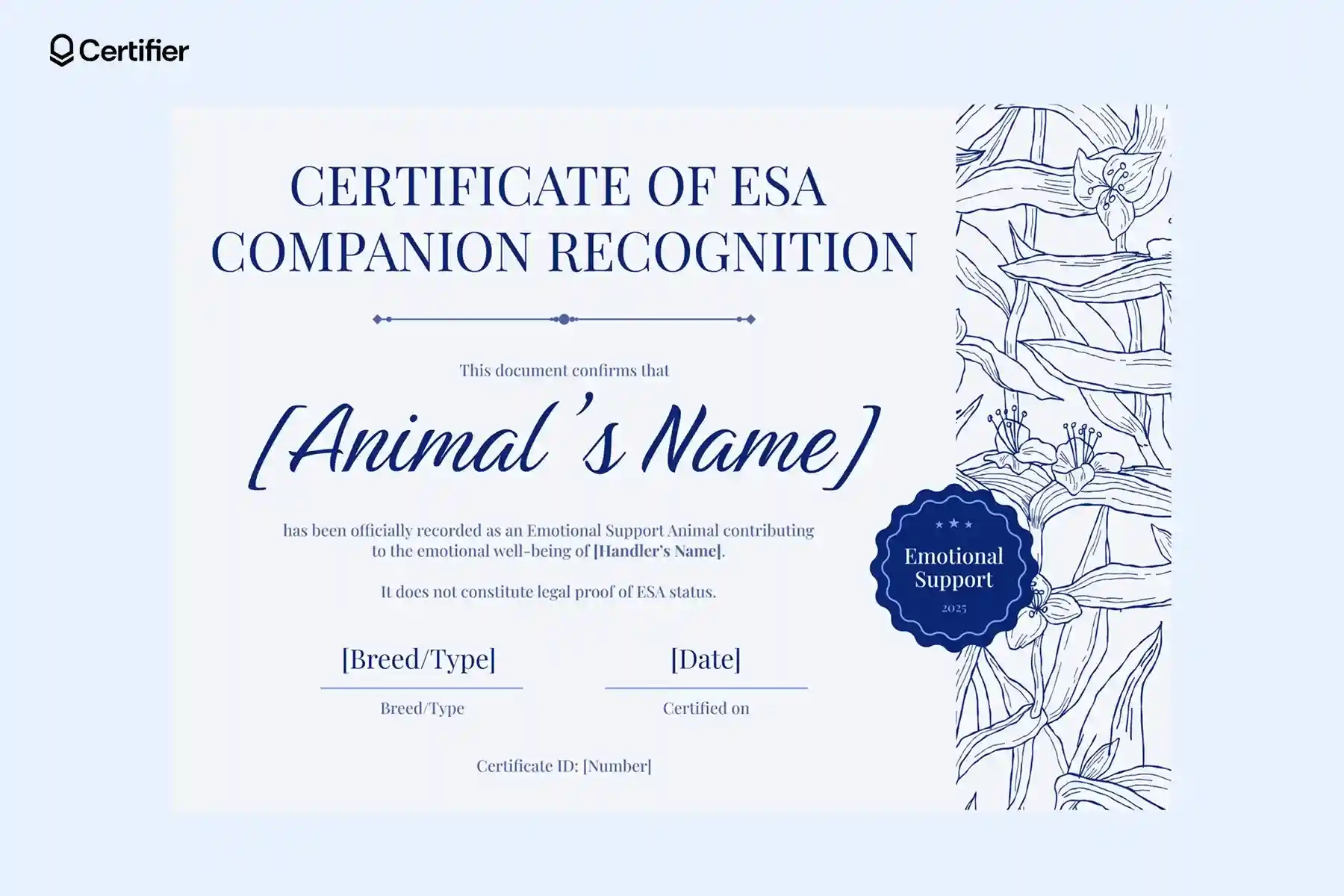 15 Blank ESA Certificate Templates