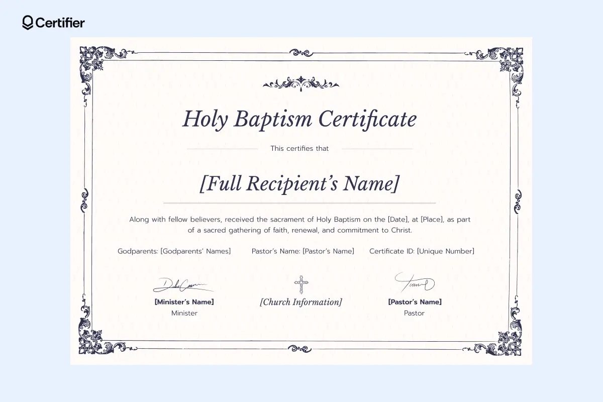15 Certificate Of Baptism Templates To Edit