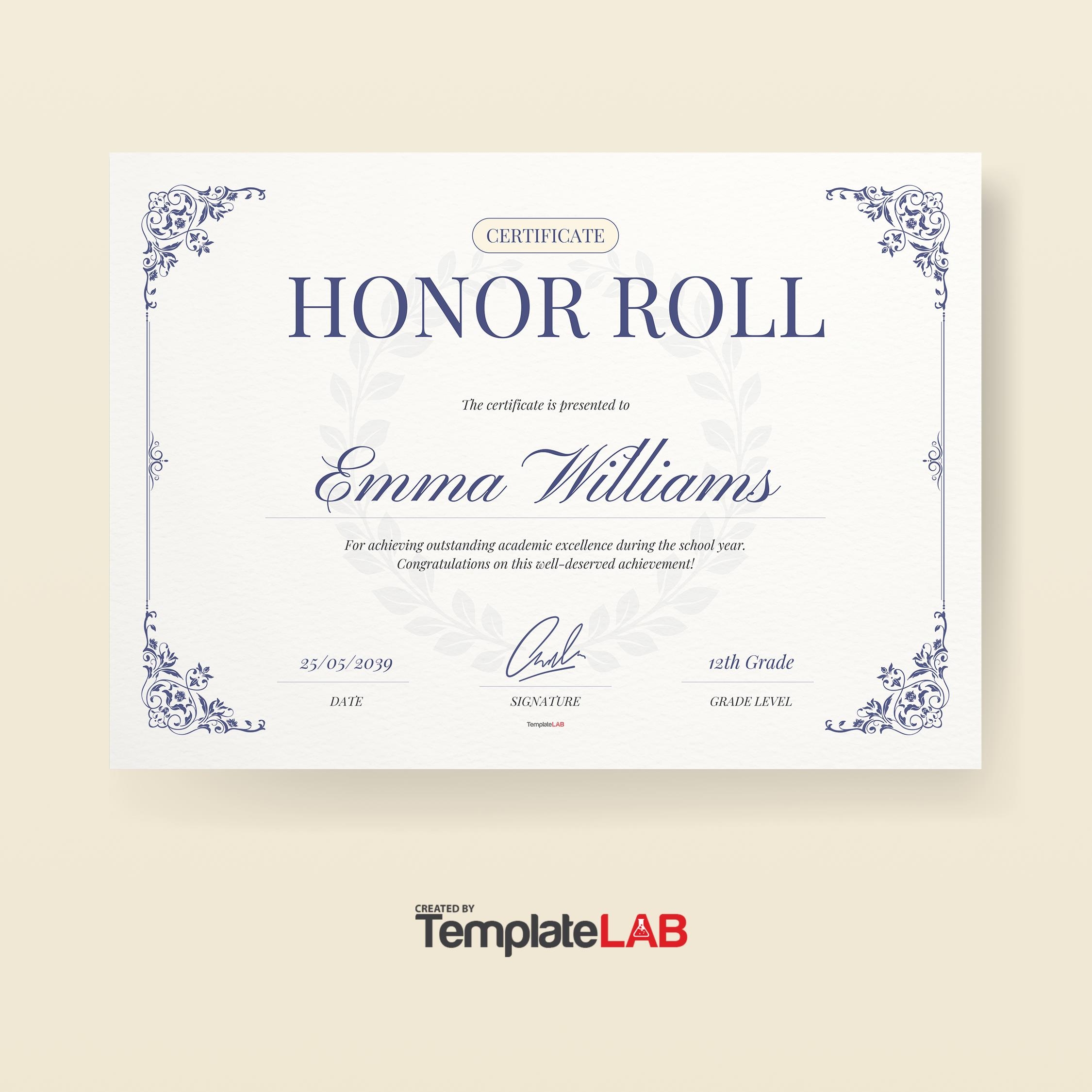 18 Printable Honor Roll Certificate Templates 100 Editable 