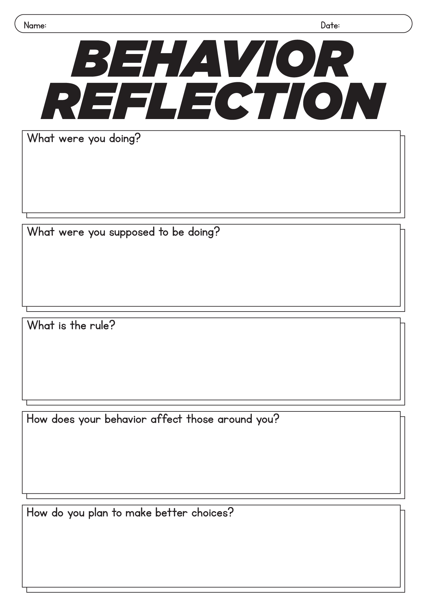 19 Student Behavior Reflection Worksheets Free PDF At Worksheeto
