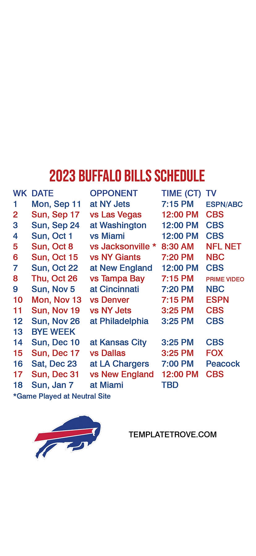 2023 2024 Buffalo Bills Lock Screen Schedule For IPhone 6 7 8 Plus