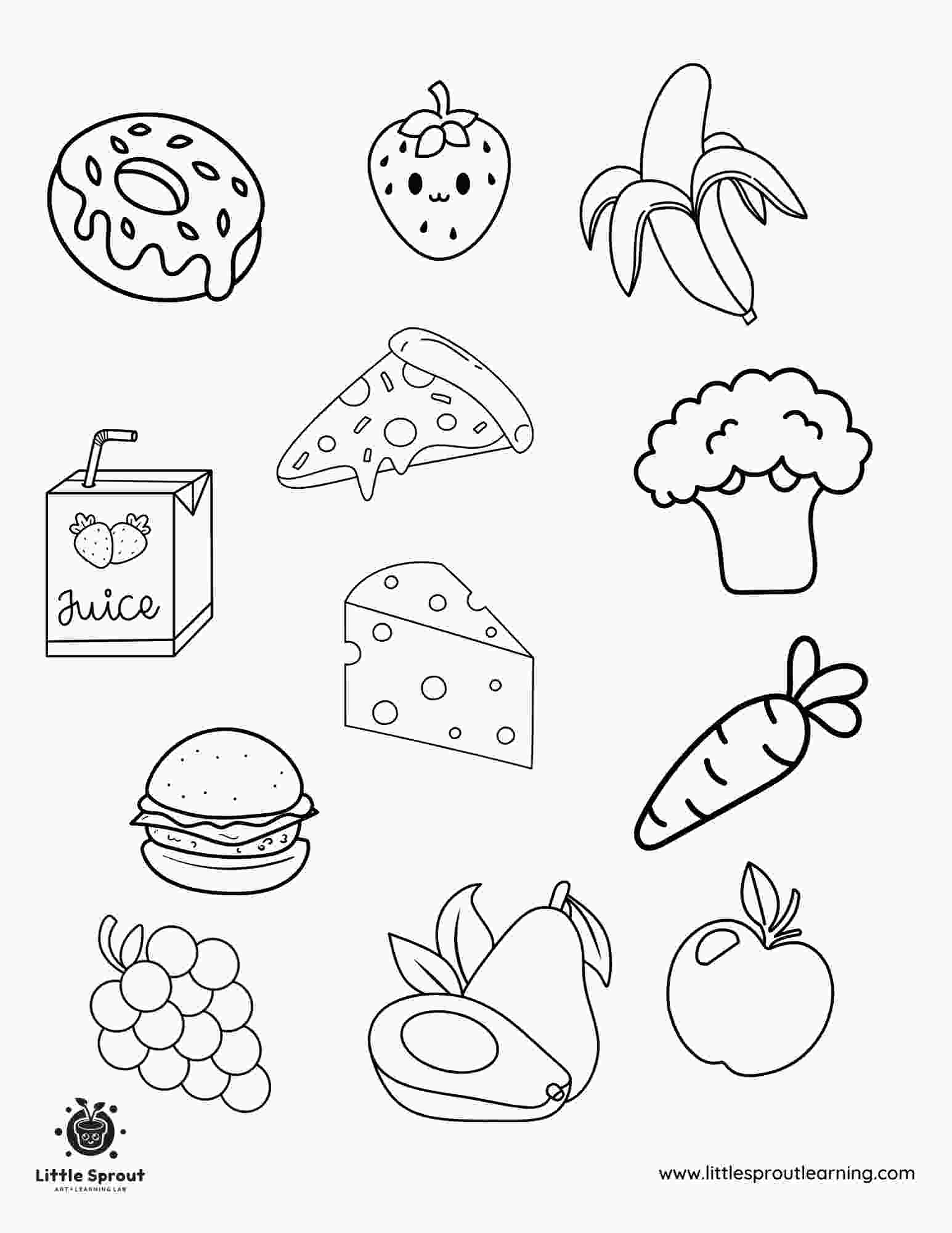 25 Free Food Coloring Pages To Print Fun Healthy And Cute Little Sprout Art Learning Lab