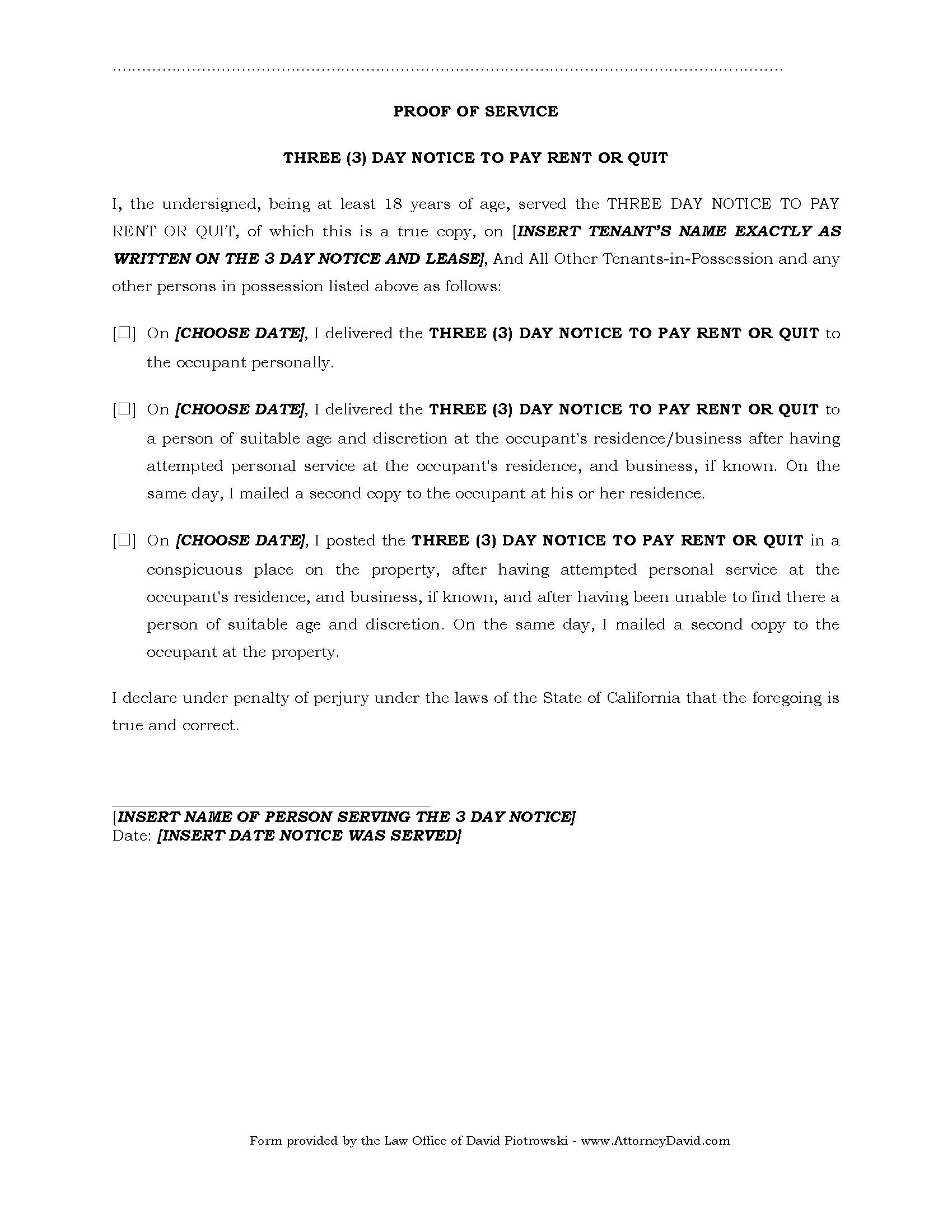 3 Day Eviction Notice For Non Payment Of Rent In California Free 3 Day Eviction Notice For Non Payment Of Rent In California Free