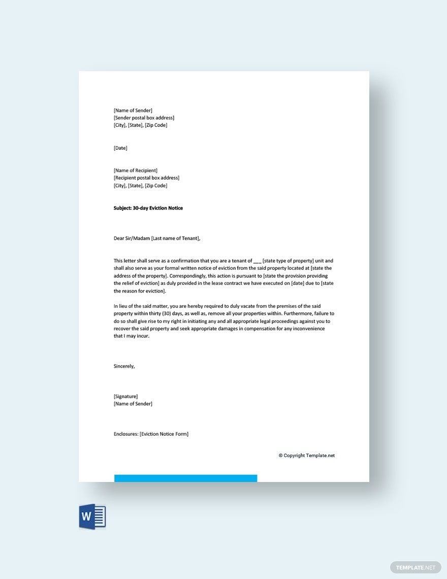 30 Day Eviction Letter Template In Word Google Docs Pages PDF Download Template 30 Day Eviction Letter Template In Word Google Docs Pages PDF Download Template