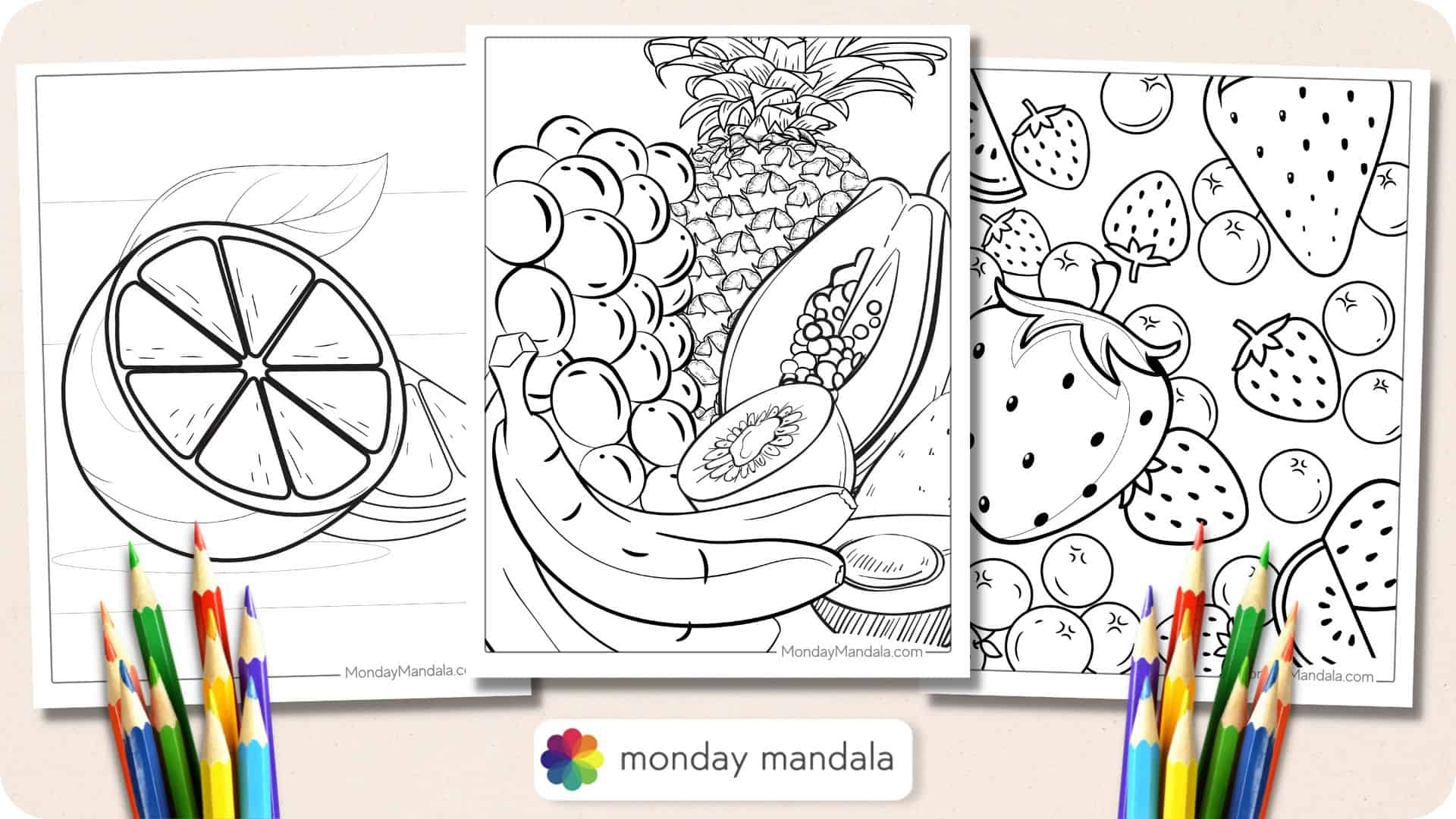 32 Fruit Coloring Pages Free PDF Printables 