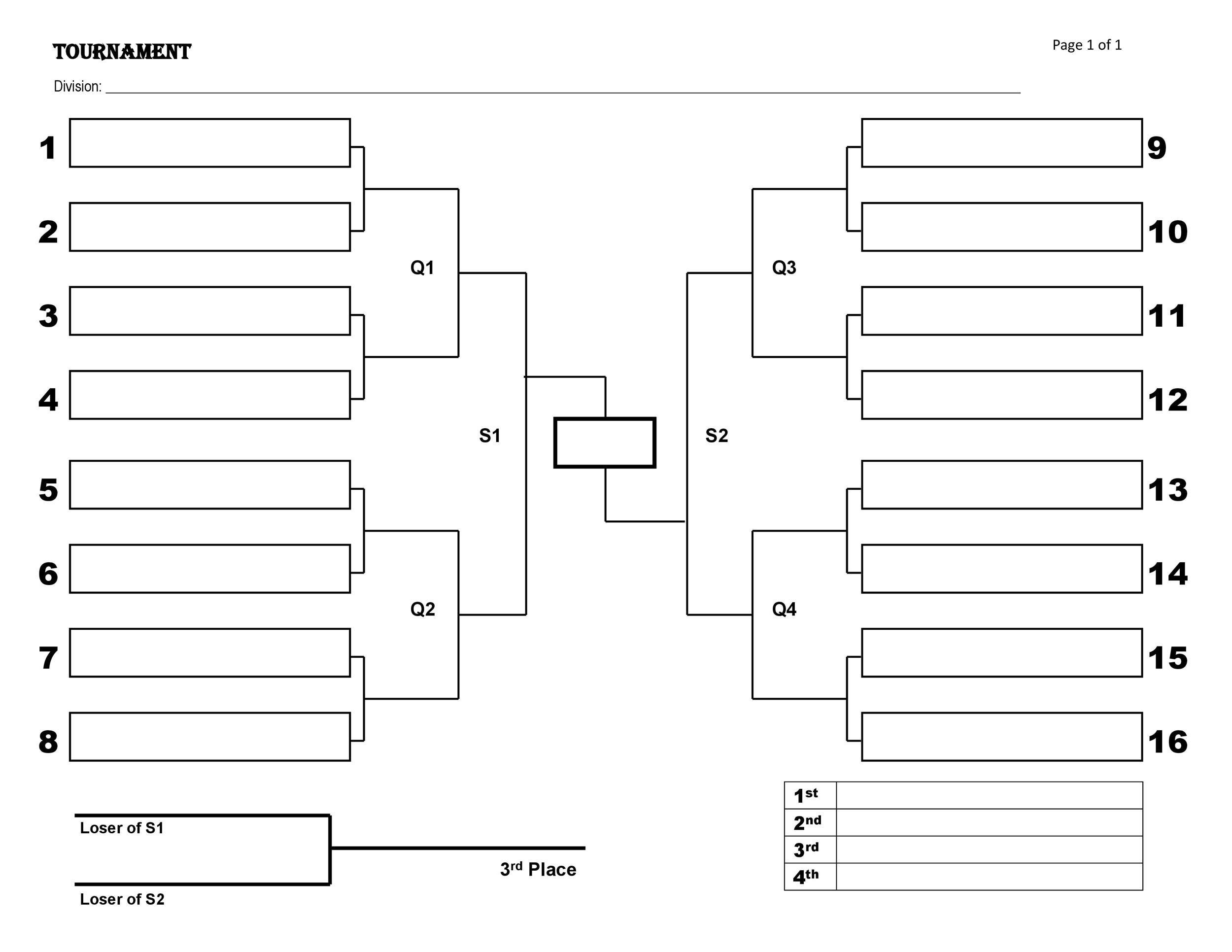34 Blank Tournament Bracket Templates 100 FREE TemplateLab