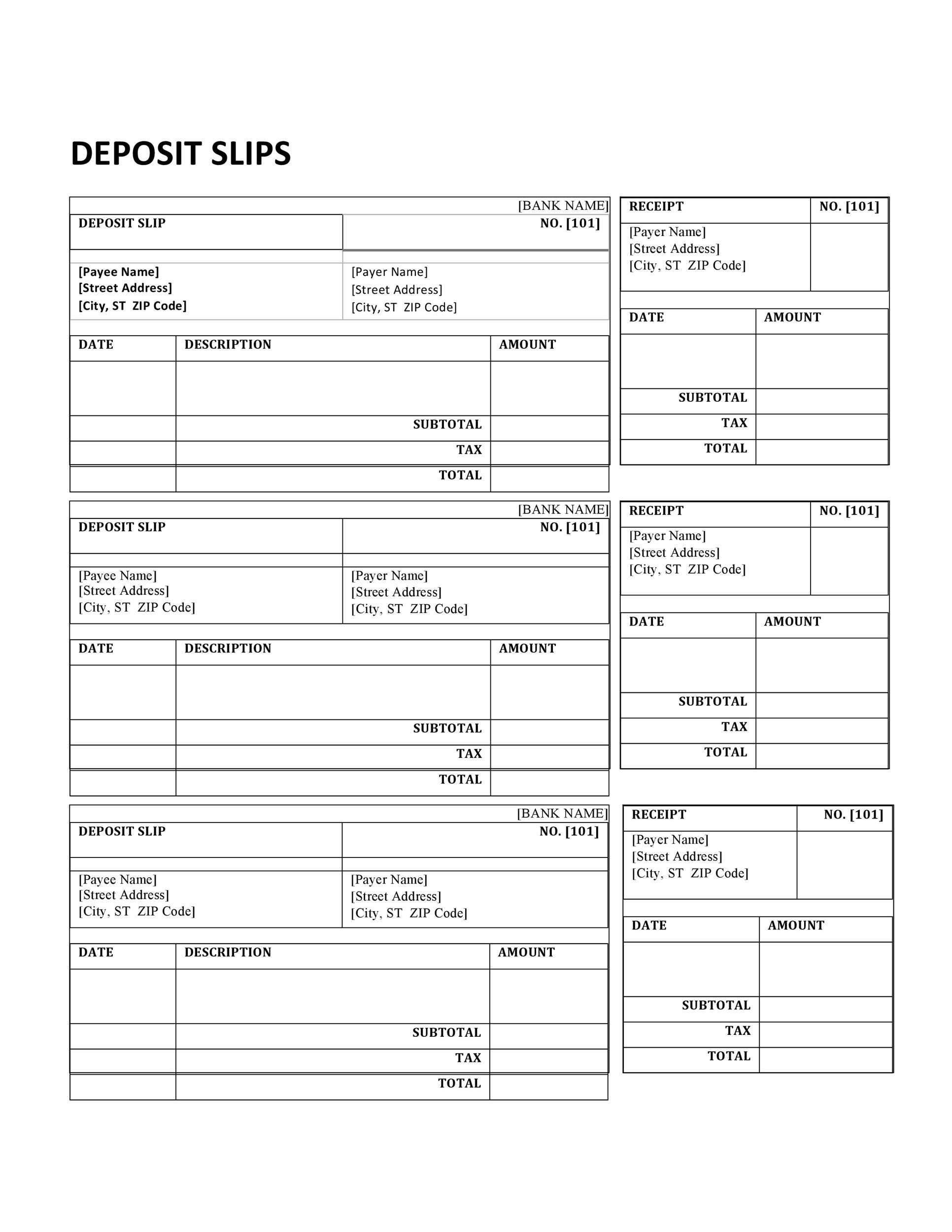 37 Bank Deposit Slip Templates Examples TemplateLab