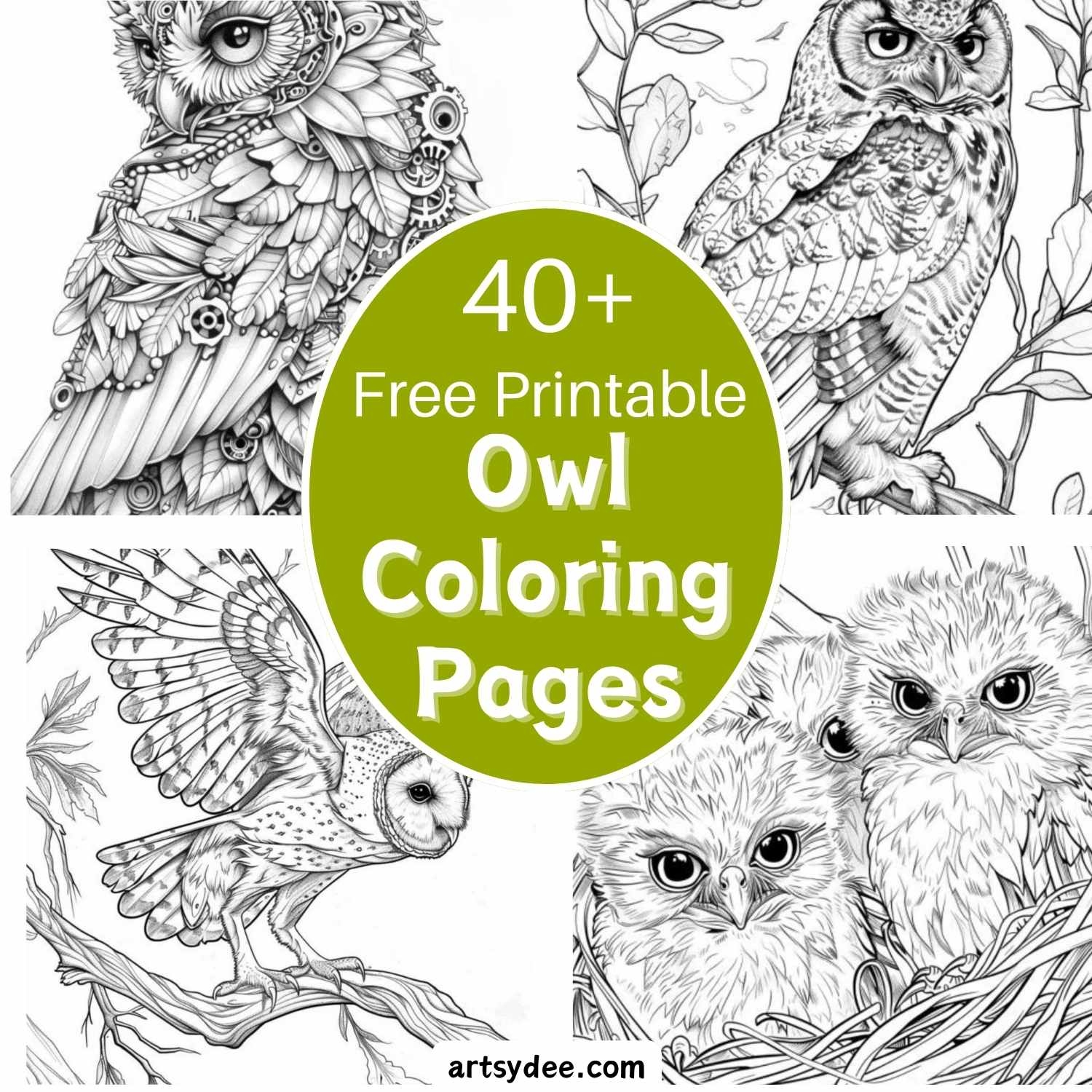 40 Magical Owl Coloring Pages Free Printable PDF Artsydee Drawing Painting Craft Creativity
