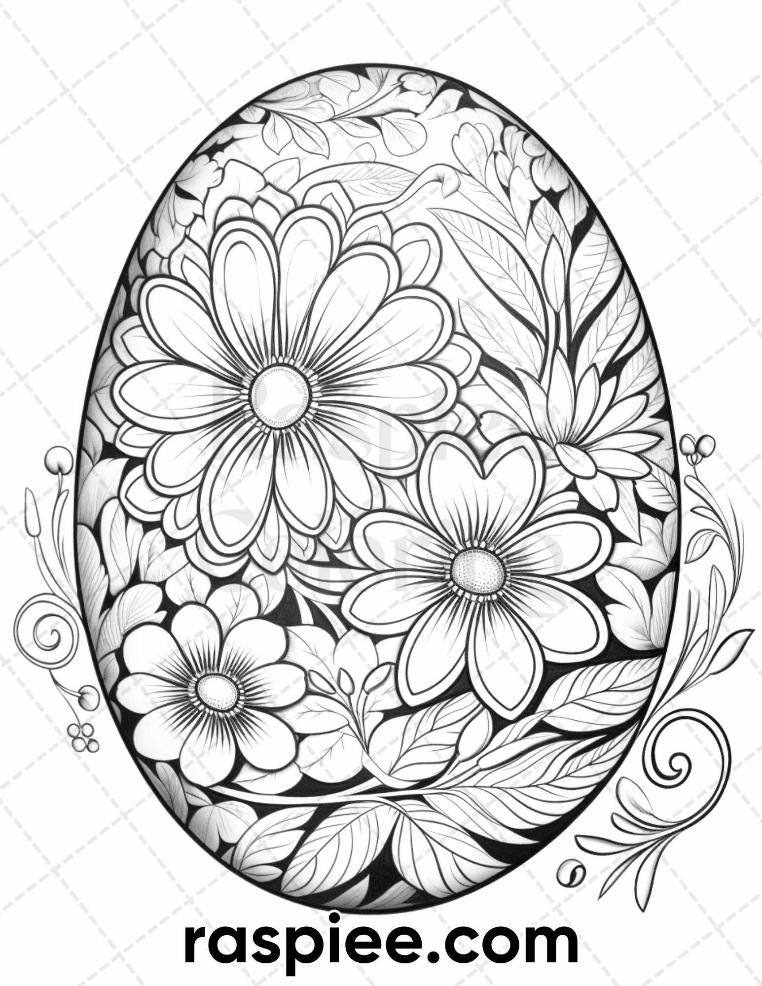 45 Easter Egg Grayscale Adult Coloring Pages Printable PDF Instant Do RASPIEE