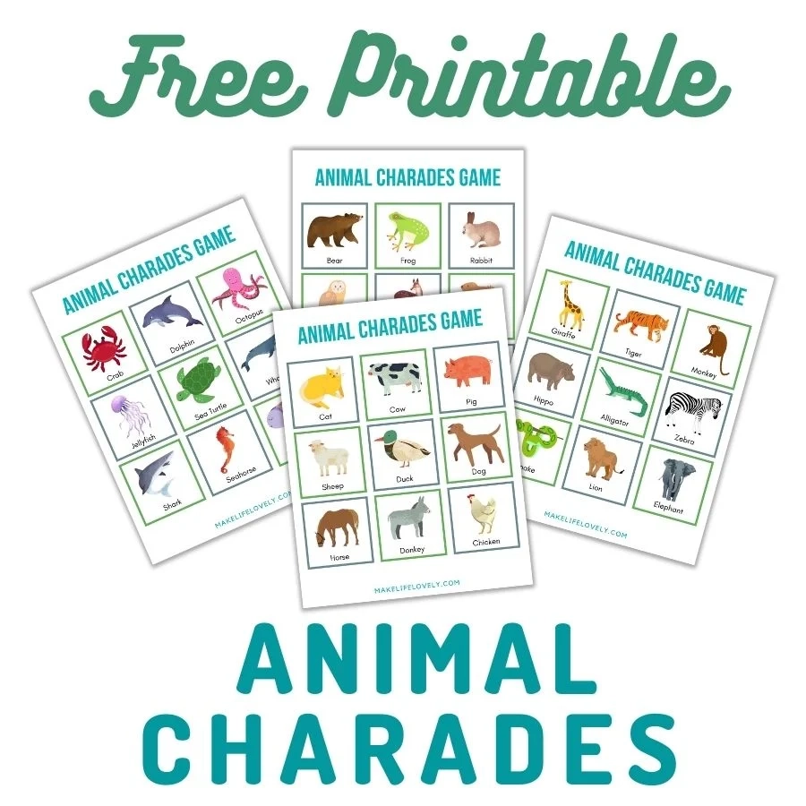 45 FREE Printable Animal Charades Cards All Ages Make Life Lovely