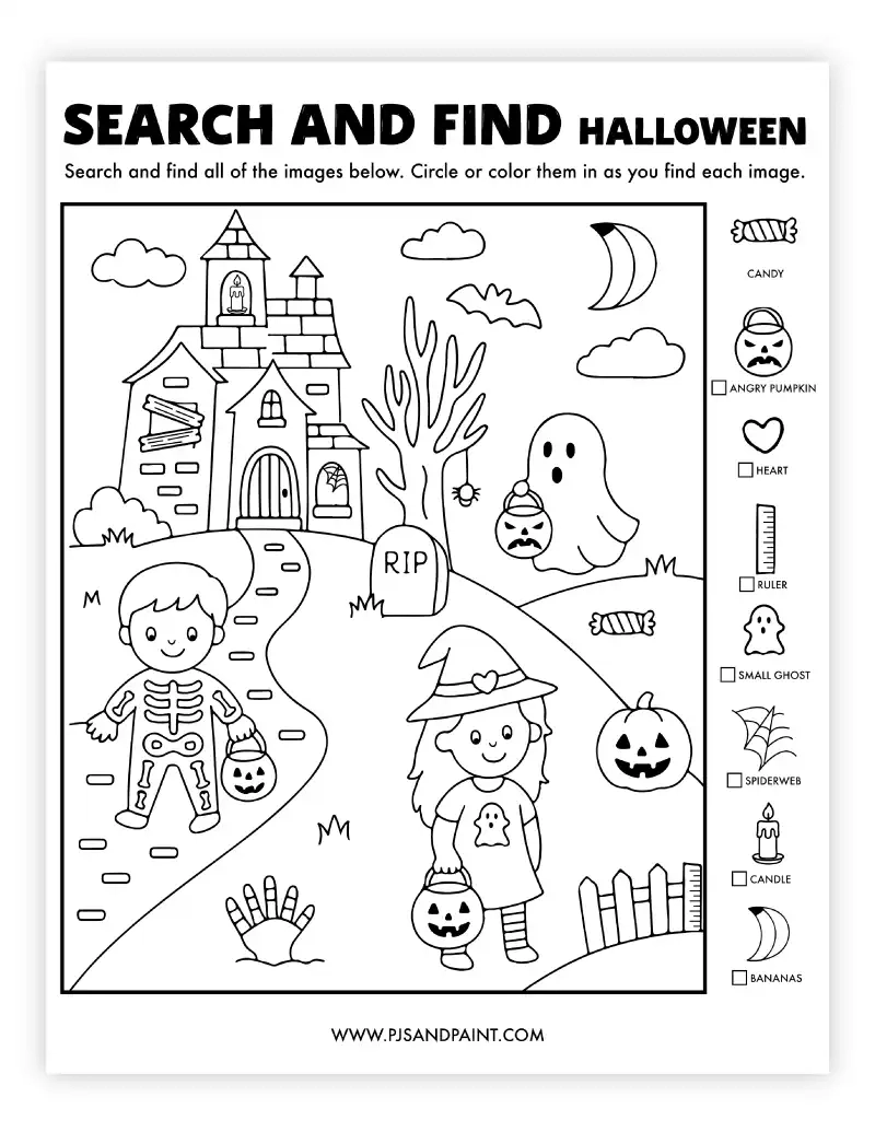45 Free Printable Halloween Games And Activities Pjs And Paint