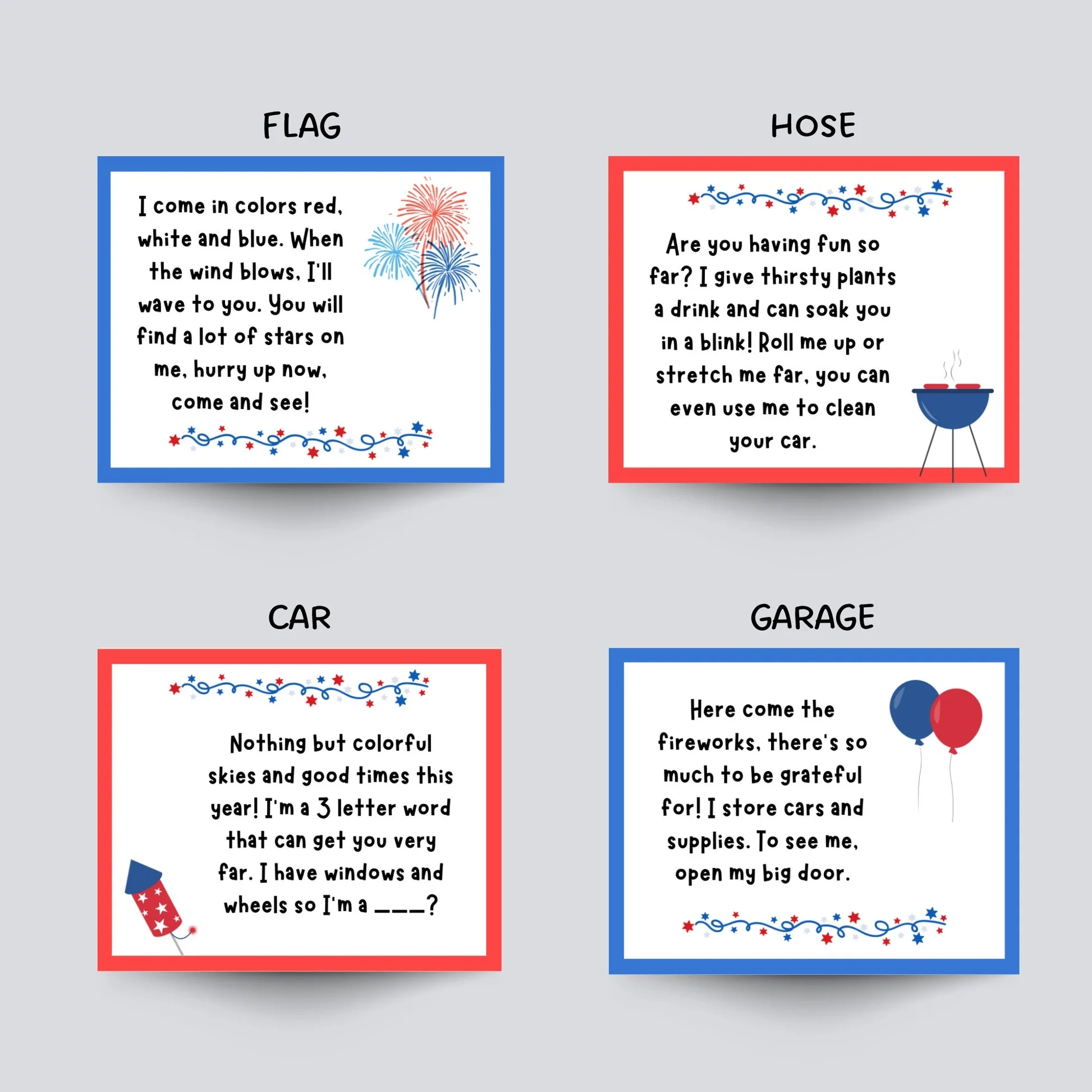 4th Of July Treasure Hunt Printable Kids Outdoor Scavenger Hunt Clues Scribbled LLC