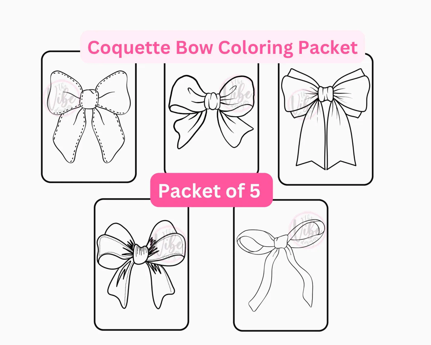 5 Printable Coquette Bow Coloring Pages bows Coloring Packet coloring Pages Etsy