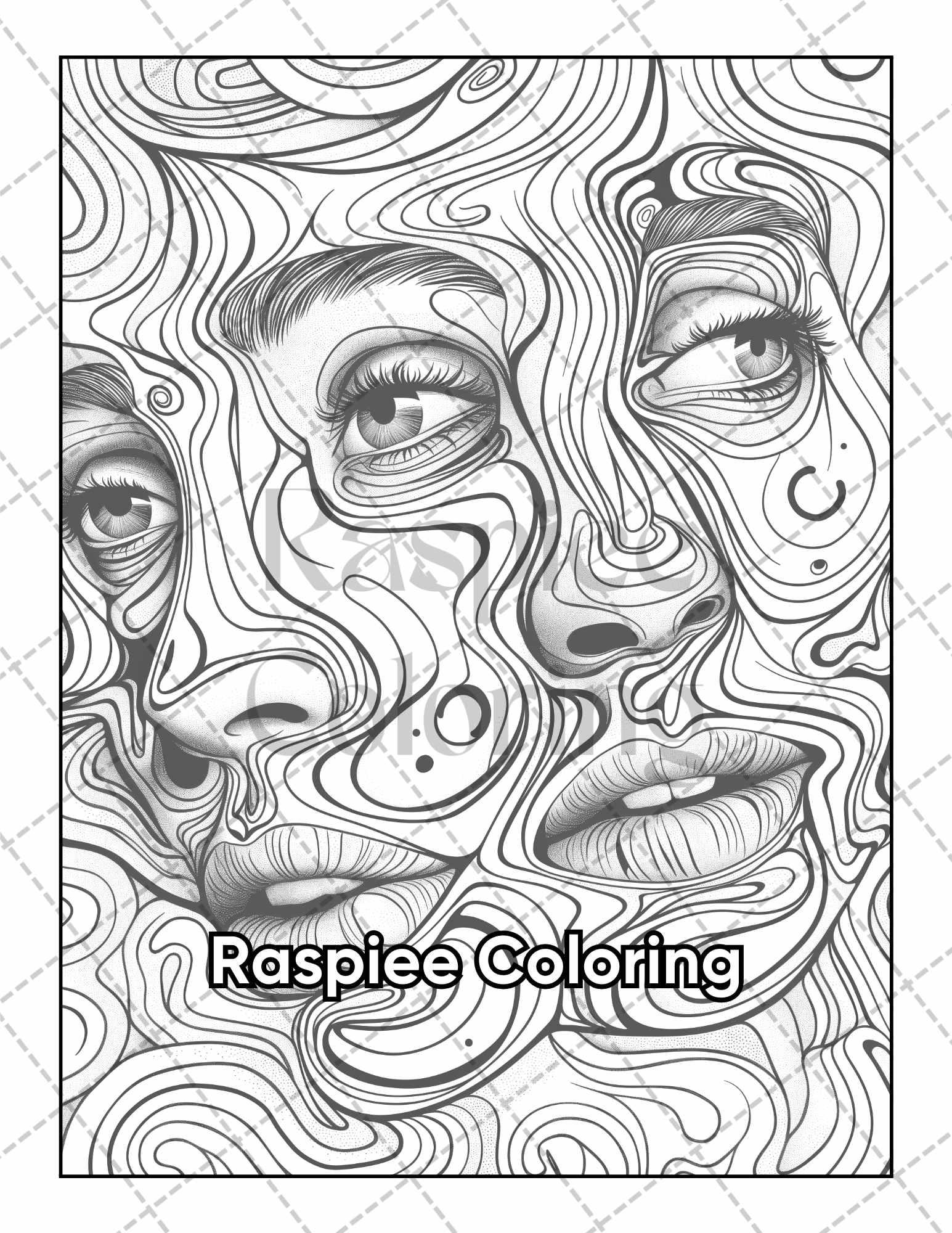 50 Abstract Art Adult Coloring Pages Printable PDF Instant Download RASPIEE