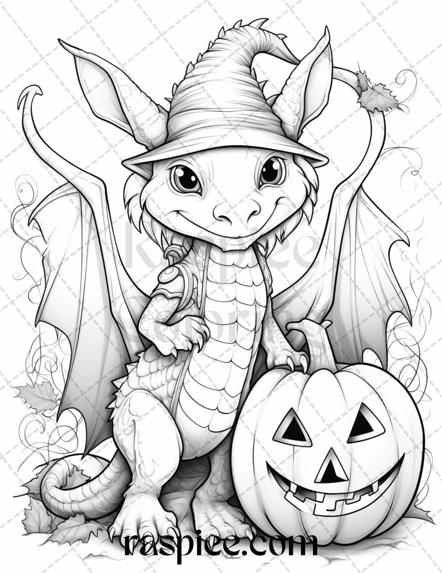 50 Cute Pumpkin Dragons Graycale Coloring Pages For Adults And Kids P RASPIEE