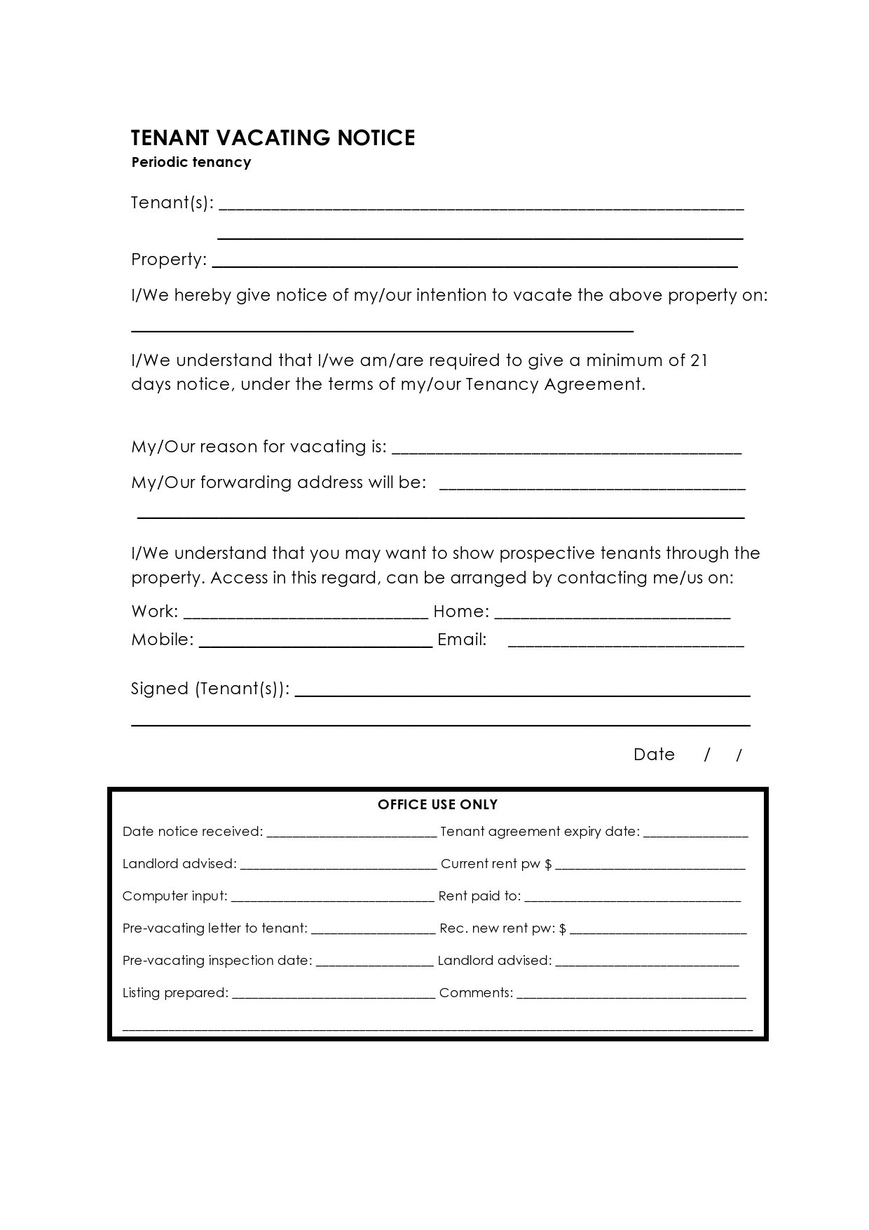 50 Free Notice To Vacate Templates 30 60 Days TemplateLab