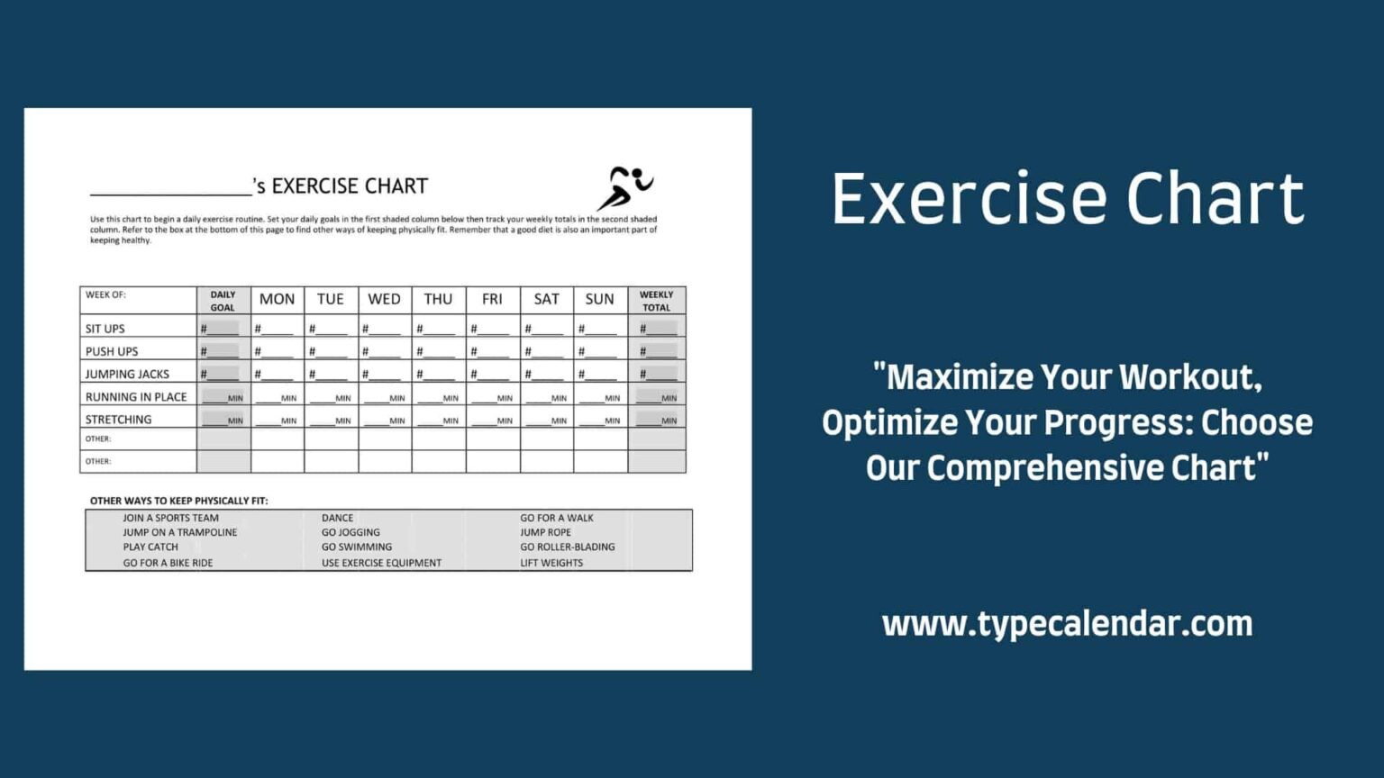 Free Printable Exercise Chart - Printable We Love Printables