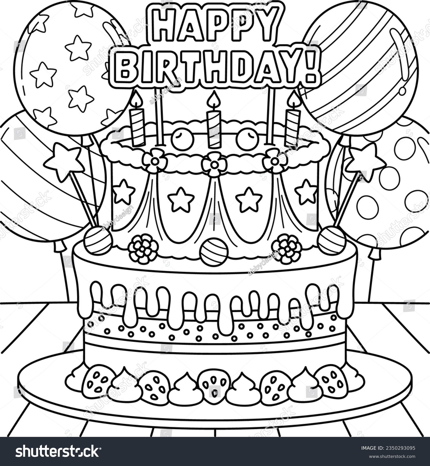 6 394 Birthday Cake Coloring Pages Royalty Free Images Stock Photos Pictures Shutterstock