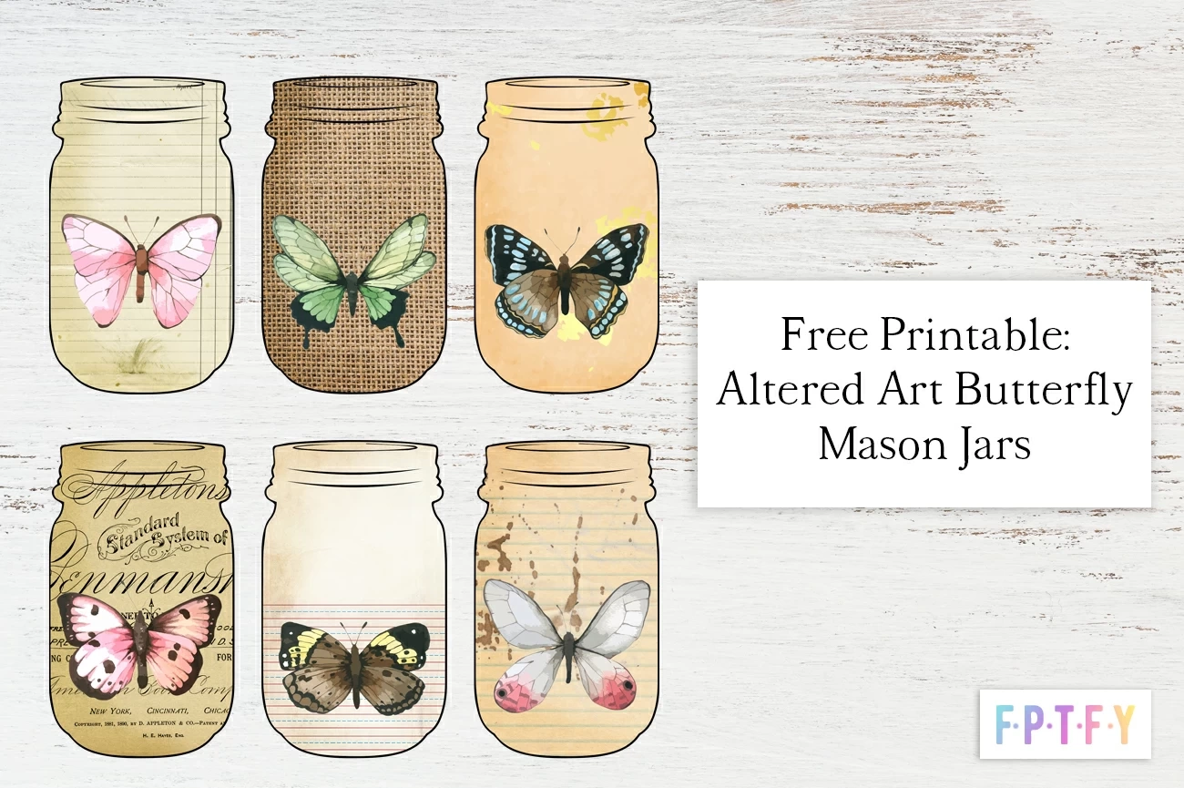 6 Free Printable Altered Art Butterfly Mason Jars Free Pretty Things For You