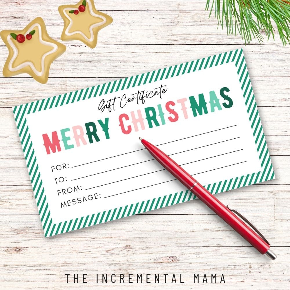 6 Free Printable Gift Certificate Templates For Christmas The Incremental Mama