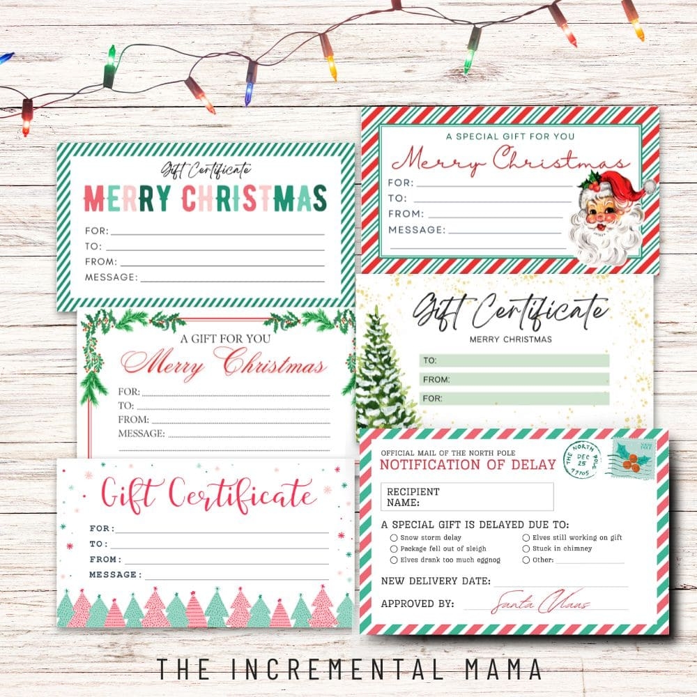 6 Free Printable Gift Certificate Templates For Christmas The Incremental Mama