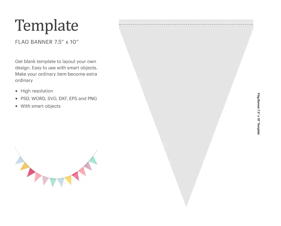 7 5 x10 Flag Banner Template Bunting Template Pennant Template Banner Party Cricut Silhouette Silhouette Studio Paper Size Letter Etsy