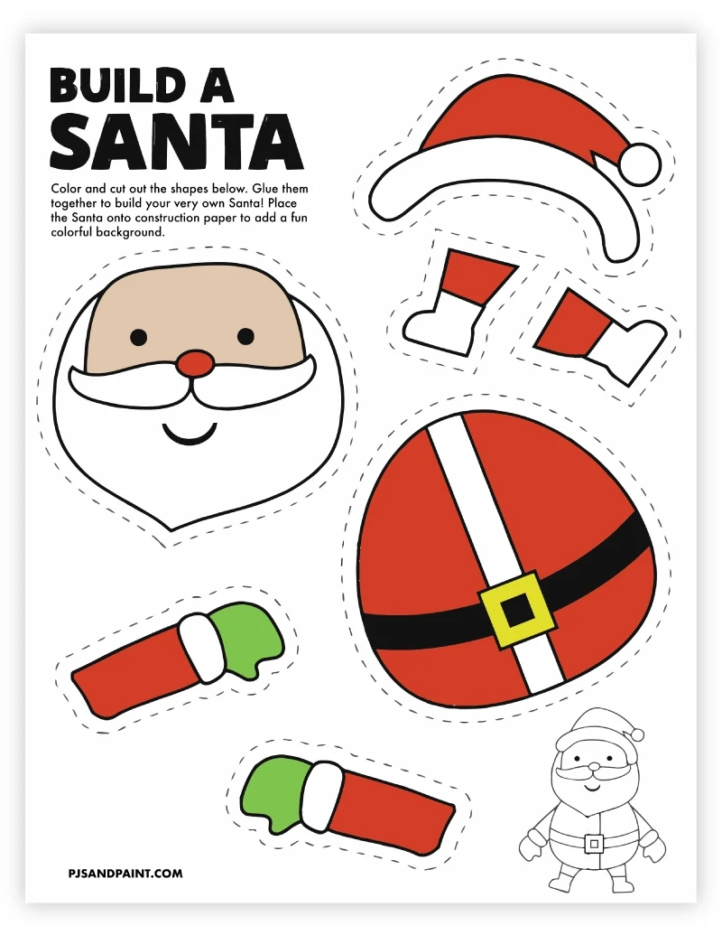 8 Free Printable Christmas Themed Cut And Paste Projects Pjs And Paint