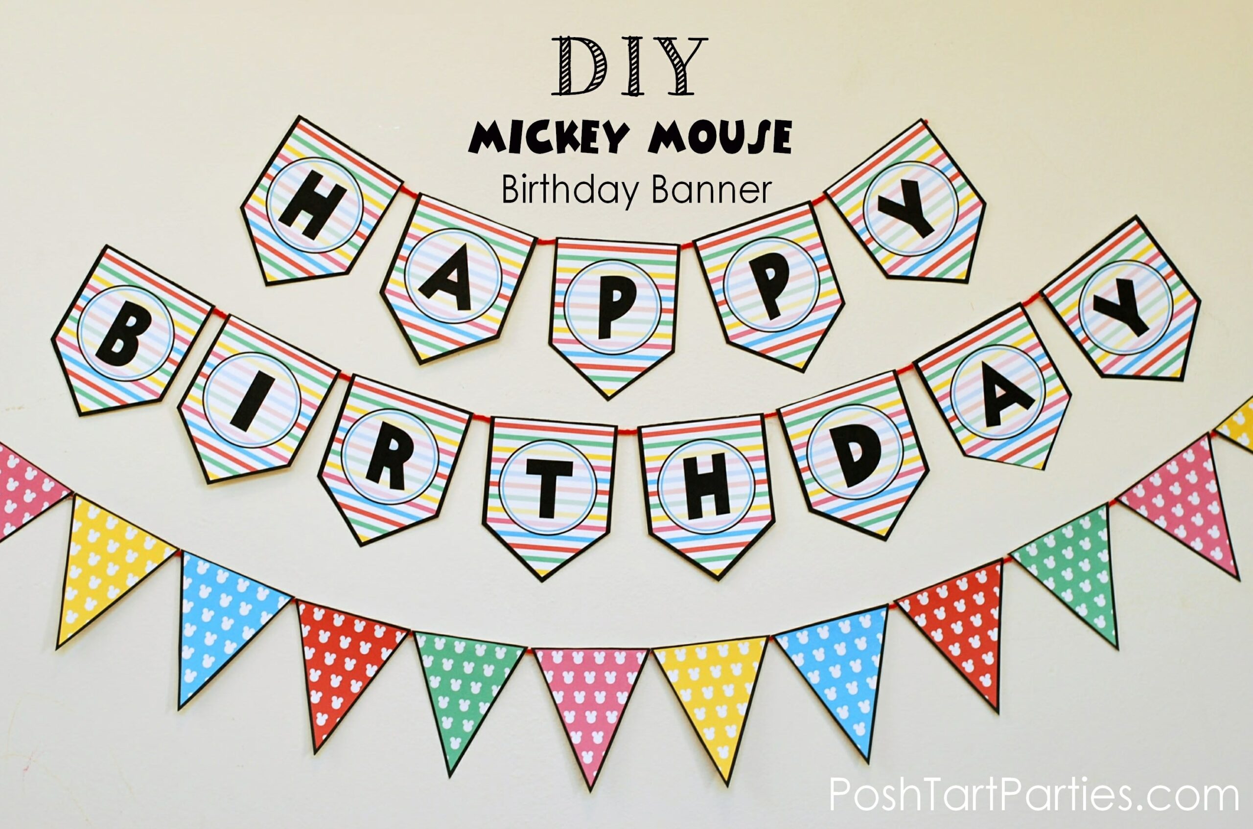 A Mickey And Minnie Mouse Party Free Printable Happy Birthday Banner Posh Tart A Mickey And Minnie Mouse Party Free Printable Happy Birthday Banner Posh Tart