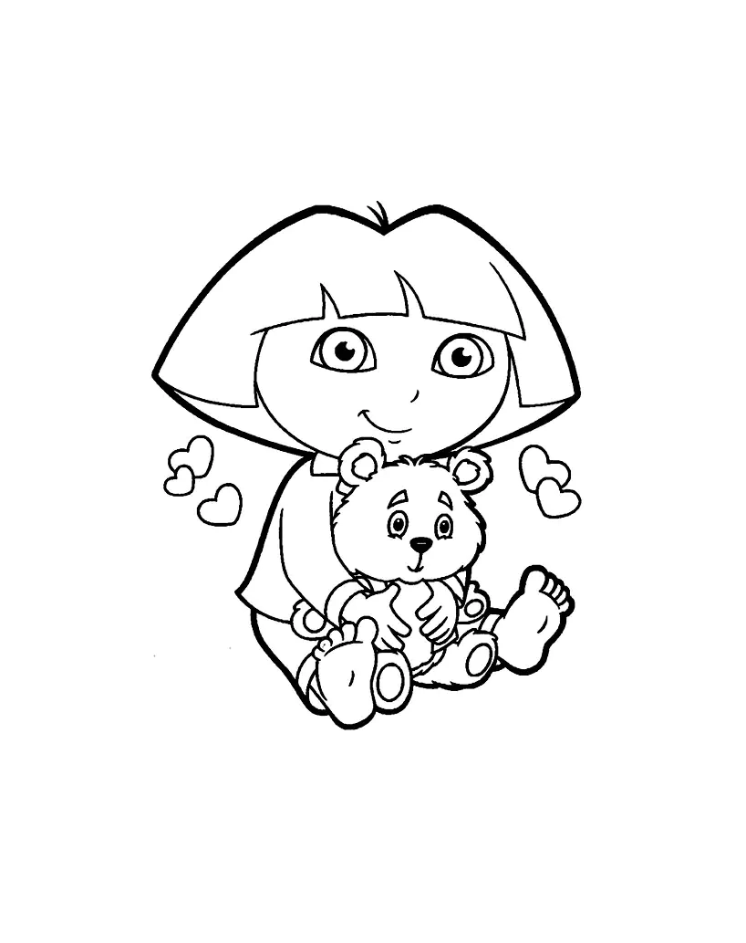 A Moment Of Rest And Tenderness With Her Blanket For Dora Dora The Explorer Coloring Pages