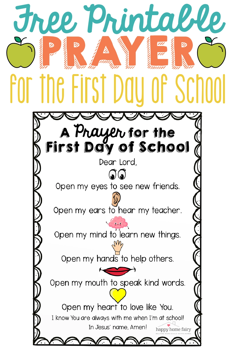 A Prayer For The First Day Of School FREE Printable Happy Home Fairy
