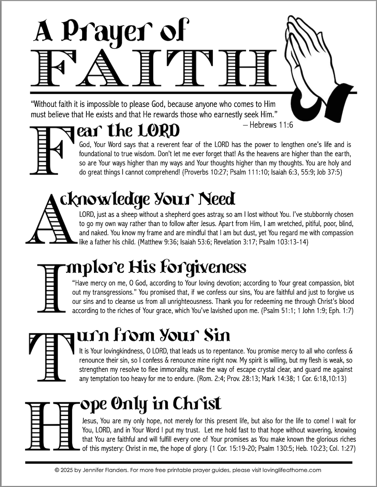 A Prayer Of Faith Loving Life At Home