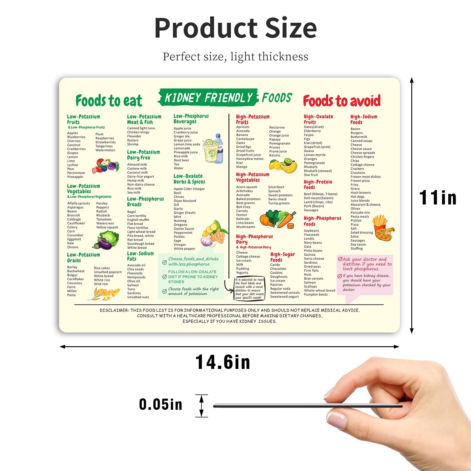 Amazon Printable Renal Diet Food Guide Magnet Low Potassium Foods List Kidney Friendly Nutrition Reference Quick Guide 11x14 6in Home Kitchen