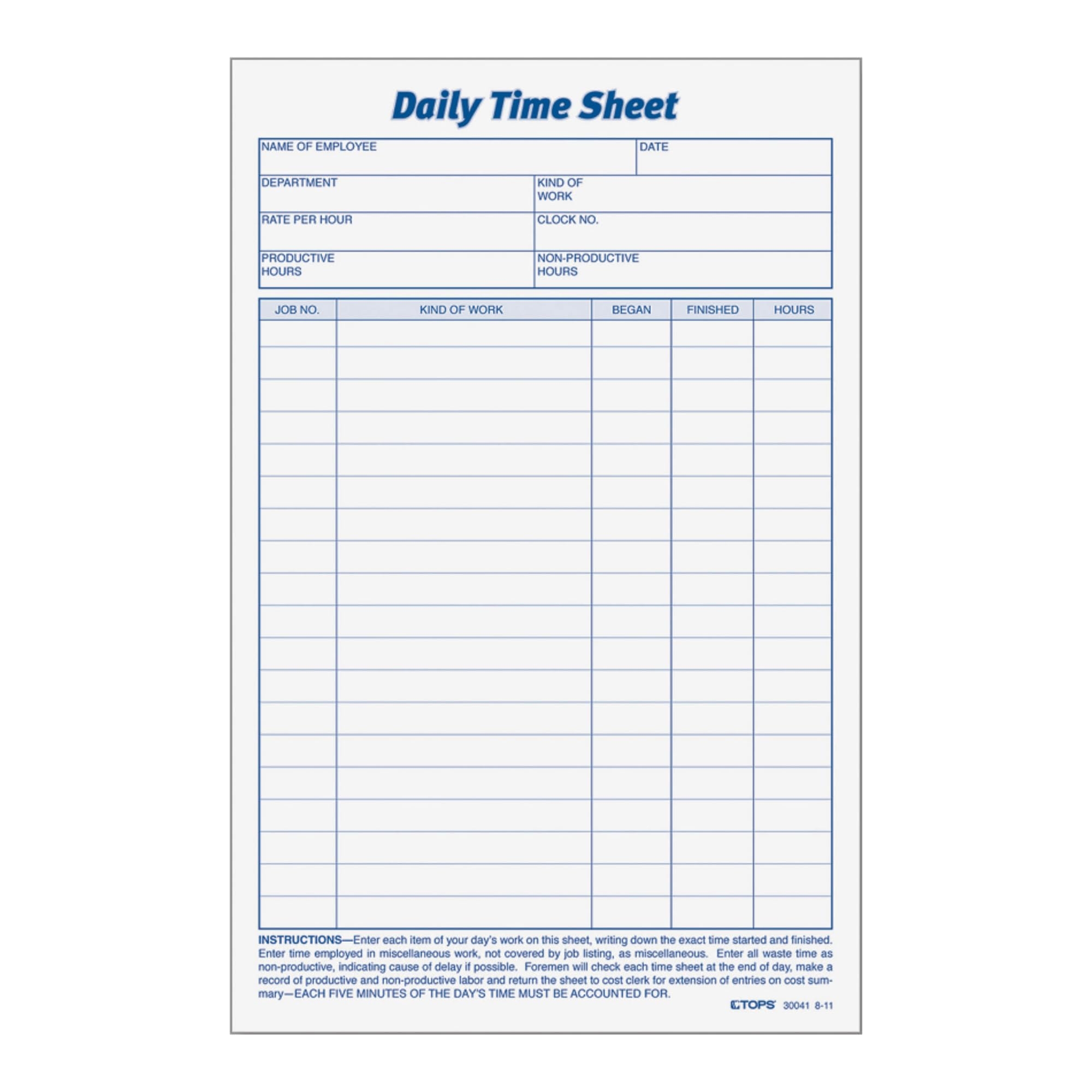 Amazon TOPS Daily Time Sheet Forms 9 5 X 6 Black White 100 Sheets Per Pad 2 Pads Per Pack Office Products Amazon TOPS Daily Time Sheet Forms 9 5 X 6 Black White 100 Sheets Per Pad 2 Pads Per Pack Office Products