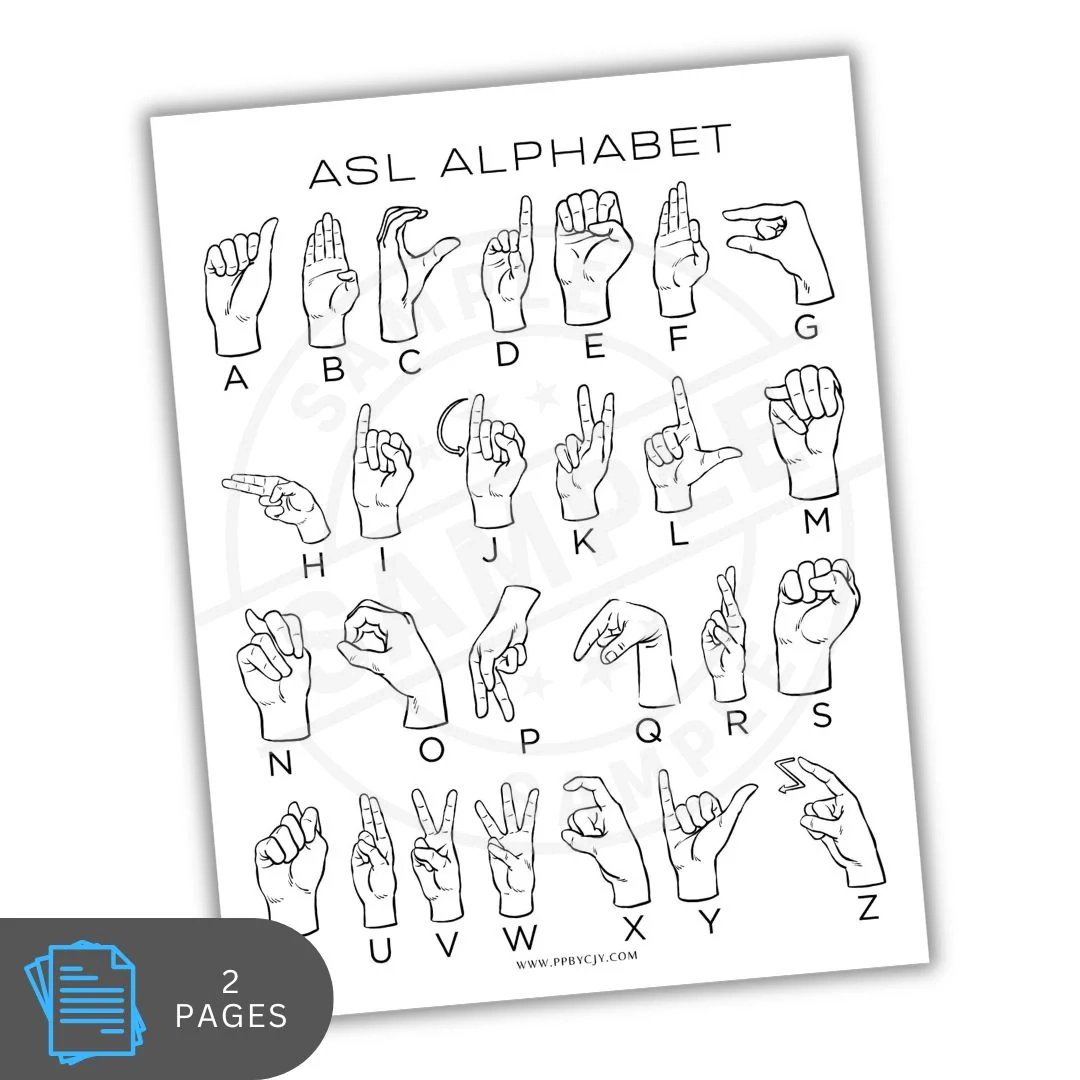 American Sign Language Alphabet Chart ASL Number Printable Printable Pages By CJY
