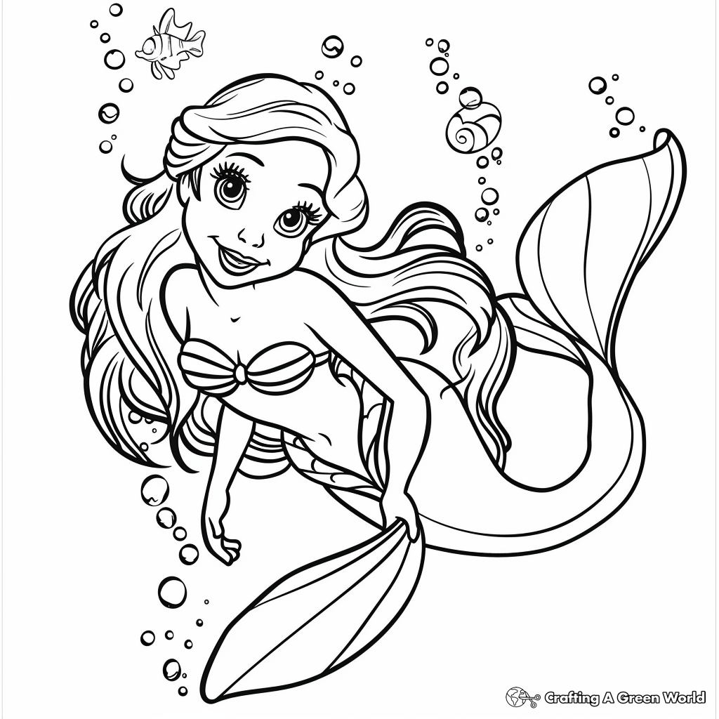 Ariel Disney Princess Coloring Pages Free Printable 