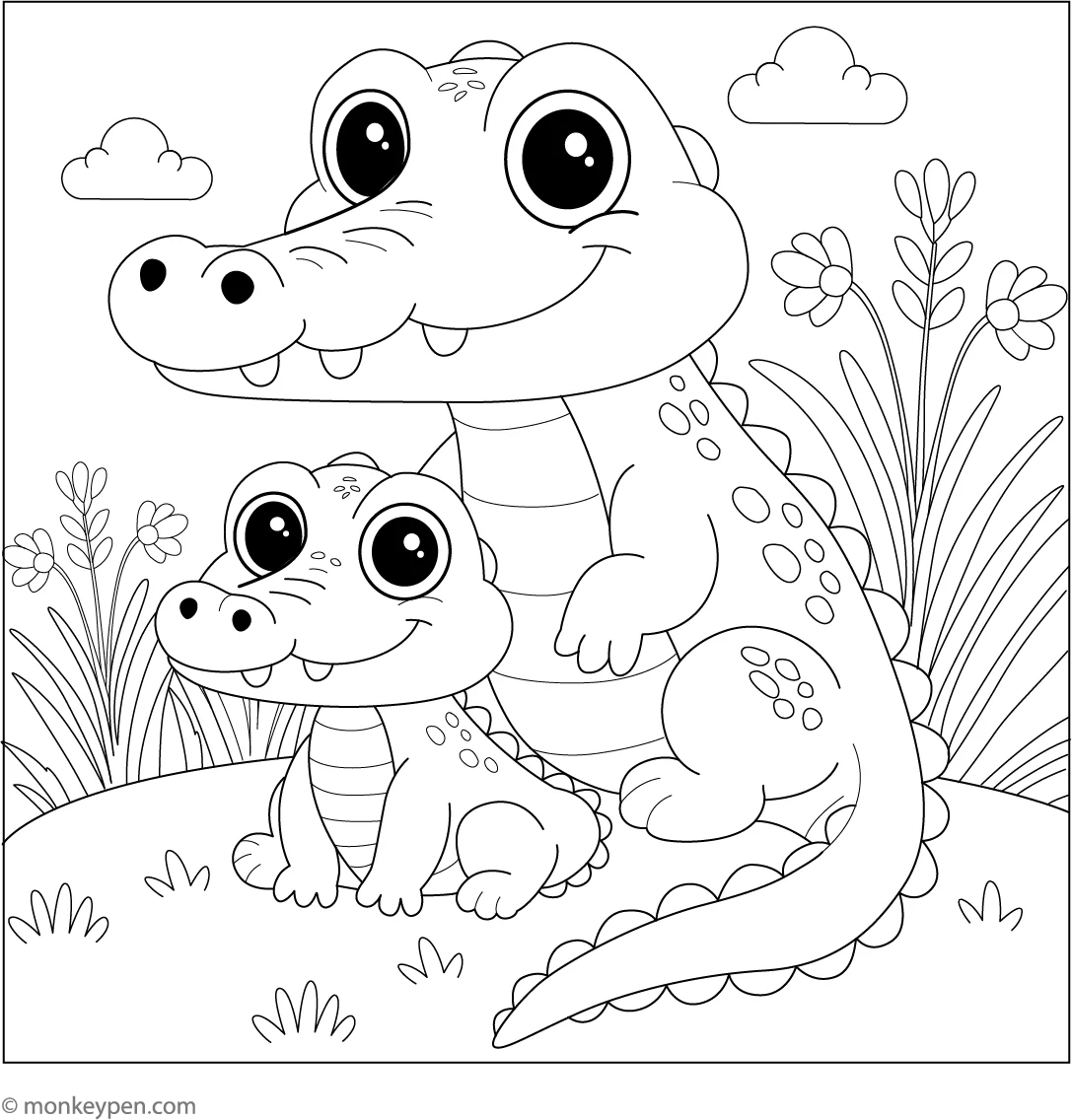 Baby Crocodile With Its Parent