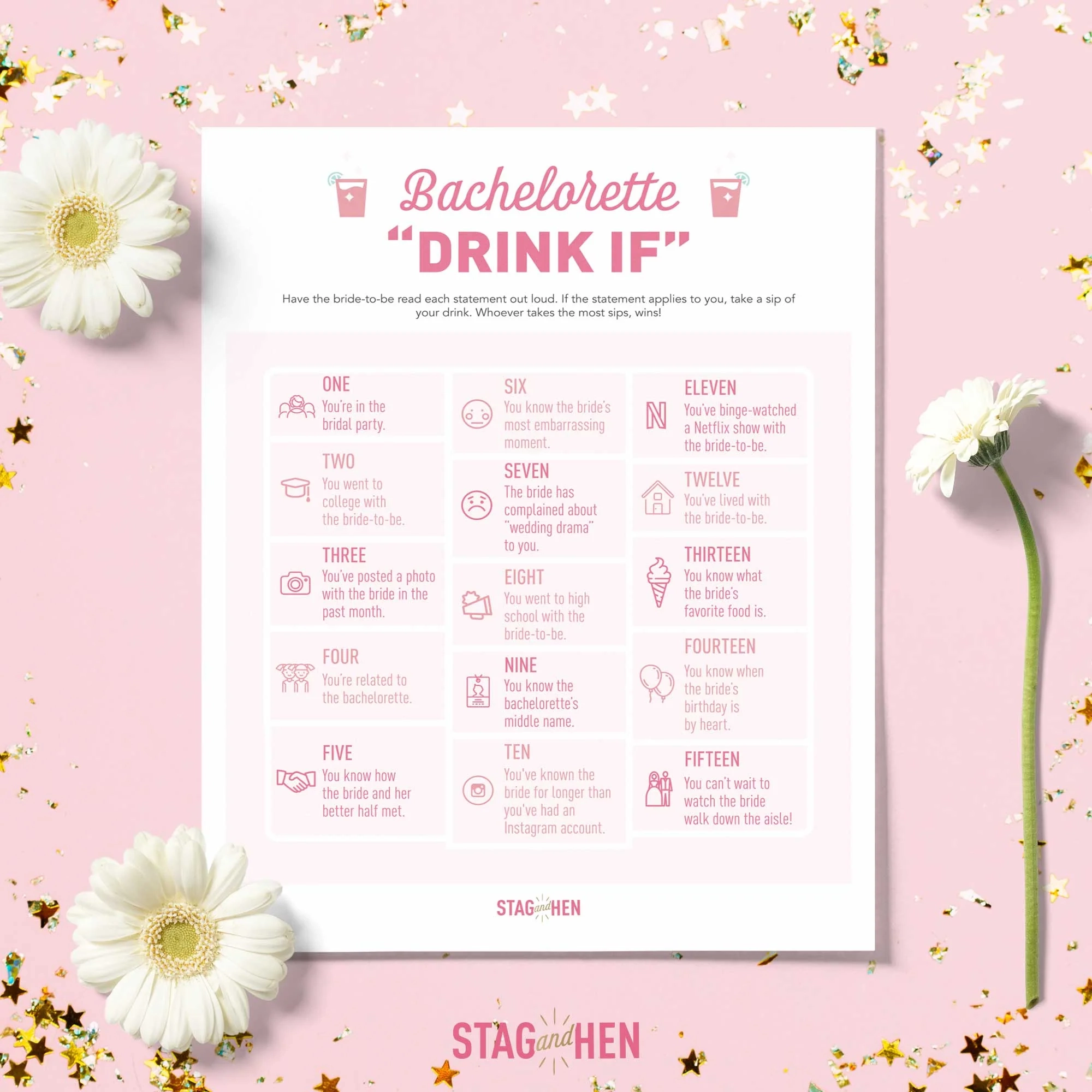 Bachelorette Party Drink If Game Free Digital Download Stag Hen